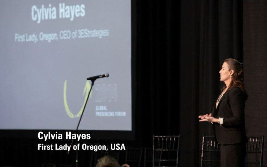 Oregon's First Lady Cylvia Hayes at the 2014 Global Presencing Forum