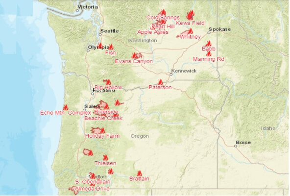 Fire Map: Oregon, Washington still over-loaded | The Oregon Catalyst