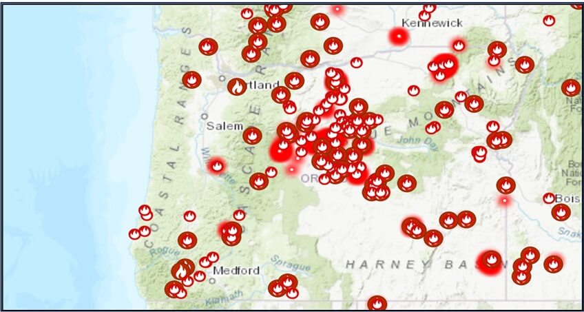 Oregon Fire Map looks overwhelming